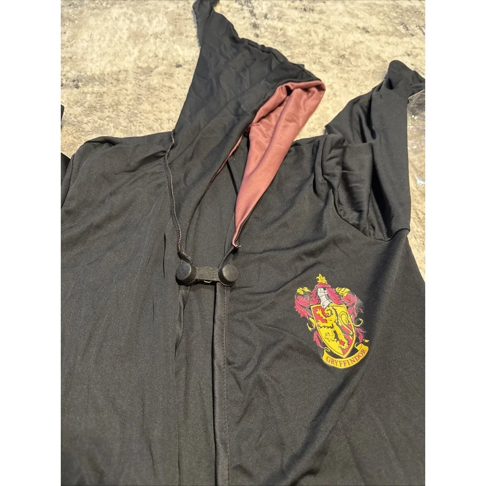 Harry Potter Gryffindor Robe Coat Glasses Tie Black Hooded Cosplay Sz Large Boys